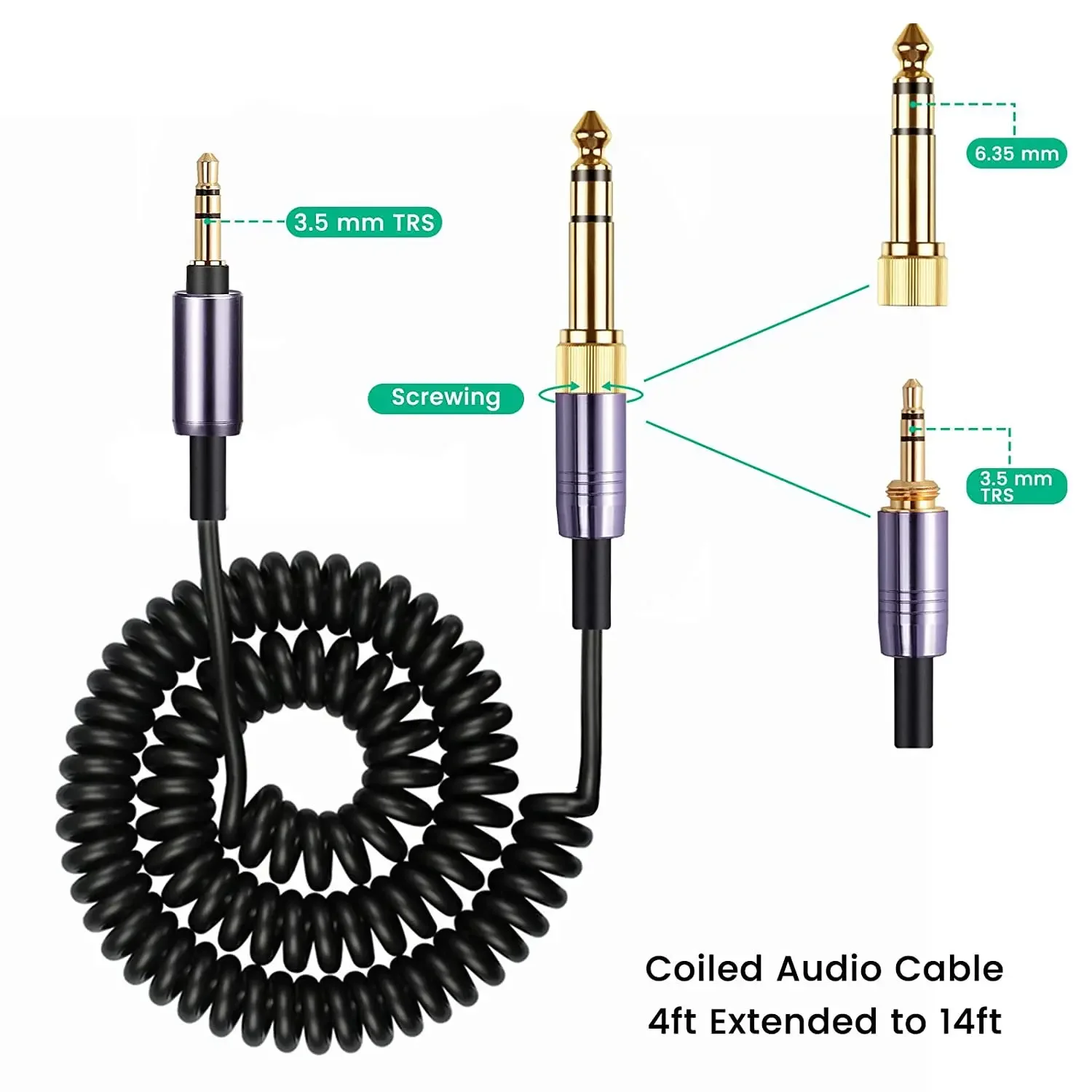 

ATH-M50xBT Spring Relief Coiled Cable for Audio-Technica ATH-M50xBT2 M50xBT ATH-SR50BT Headphones Cables Cords Wire