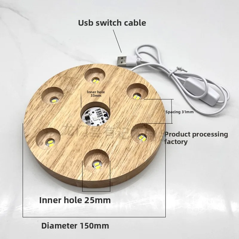 Holz-LED-Lampenhalter, Nachtlicht-Sockel, 6-32cm Holz-LED-Lampenhalter, Glas-Harz-Kunstgeschenk, dekorativer Kristall-Ornament-Sockel. – Detail 8