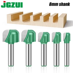 1-5Pcs 8mm Shank Diameter Bowl Tray Router Bit Round Nose Milling Cutter With  For Woodworking CNC Radius Core Box Solid Carbide