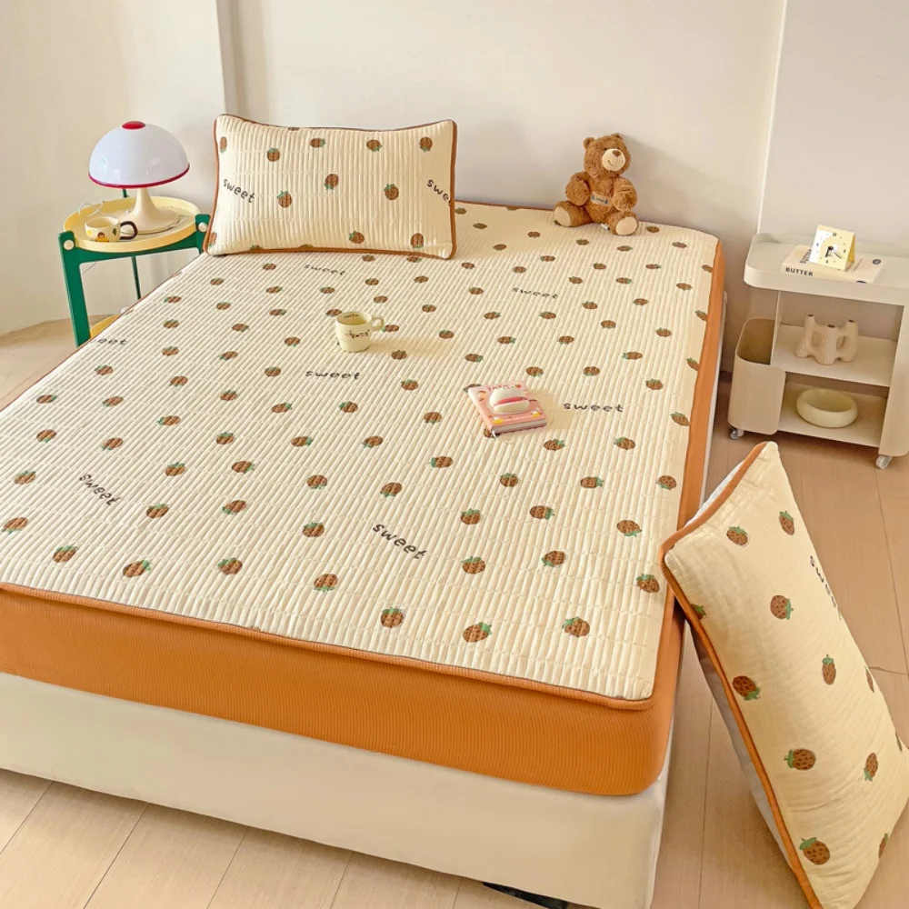 

Thicken Antibacterial Mattress Cover Bubble Cotton Breathable Quilted Printed Fitted Sheet Soft Bedroom Protector Mattress Cover