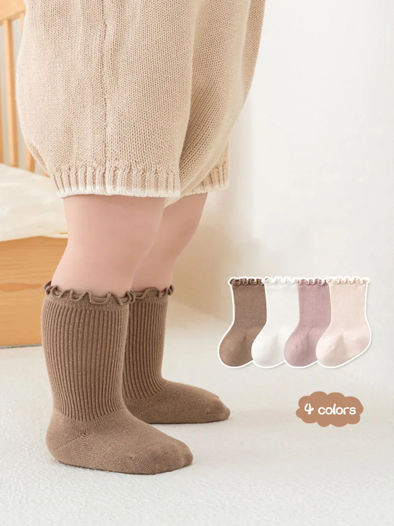 4 Pairs a Lot MILANCEL New Autumn Baby Socks Toddler Girls Cute Pit Strip Socks Kids Warm In Tube Socks