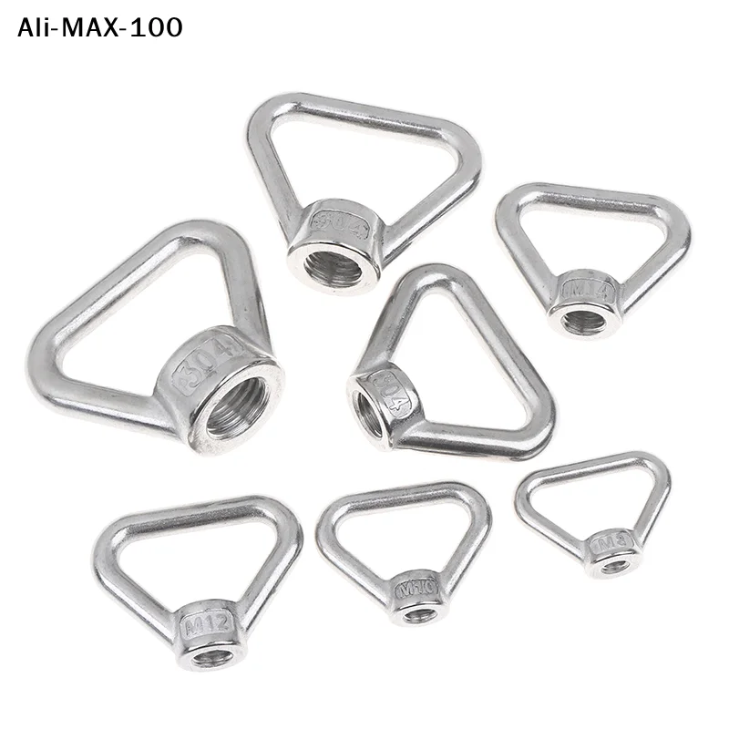 【Wm1】M8 M10 M12 M14 M16 M20 M24 304 Stainless Steel Triangle Lifting Eye Nut Trapezoid Thread Rings Fit For Handle Bolts