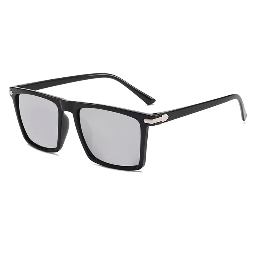 Новинка 2025, классические черные квадратные солнцезащитные очки, мужские модные зеркальные синие солнцезащитные очки унисекс, винтажные антибликовые солнцезащитные очки для вождения UV400