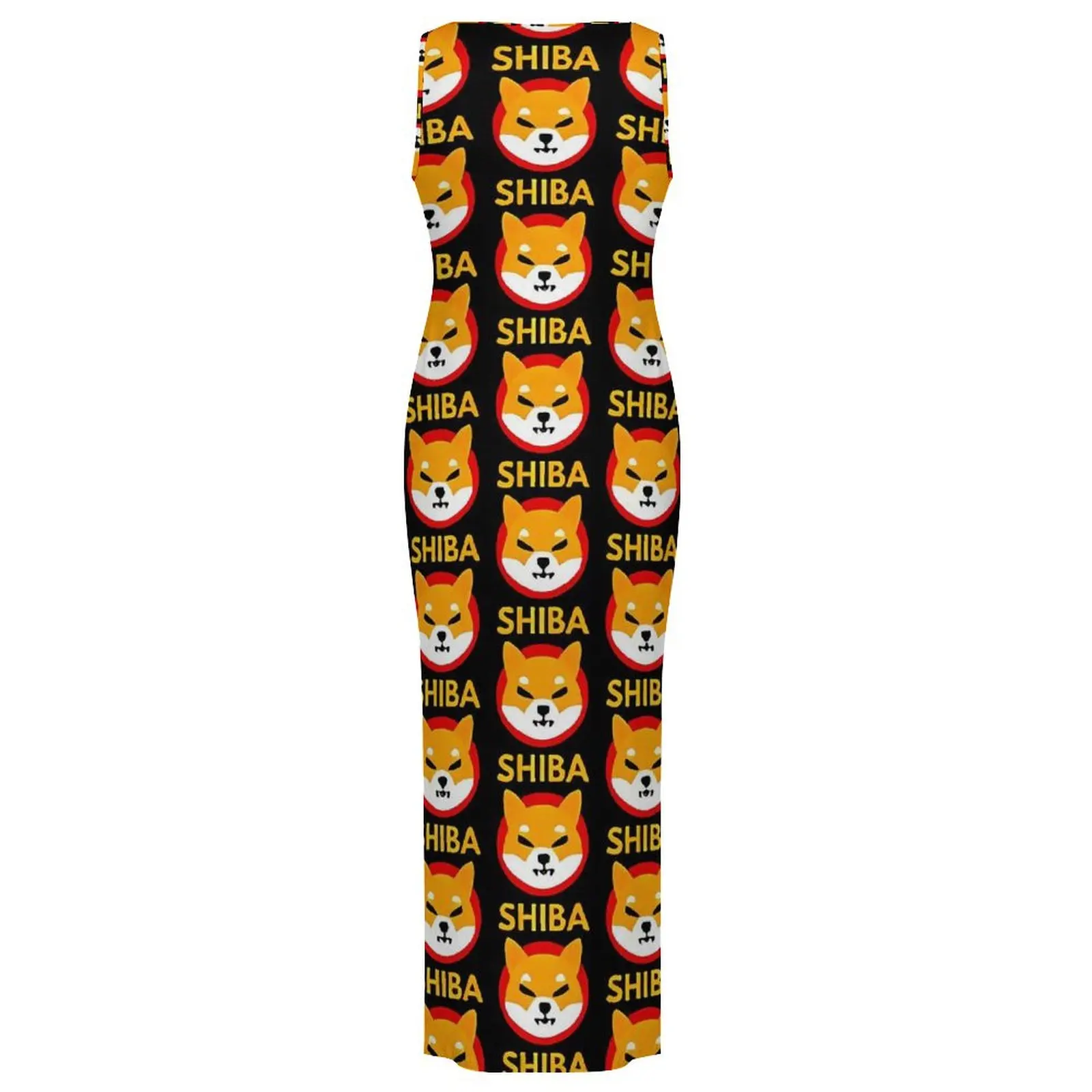 Shiba Coin Criptovaluta Abito aderente Vacanza Abiti lunghi retrò Donna Design senza maniche Y2K Abito alla moda 2XL 3XL 4XL