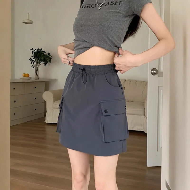 Neuer Damen Sommer Slim-Fit Arbeitsrock Mini-Rock Hochtaillierter Rock Lässige Damenmode Kurzer Rock Mädchen Sportlicher Arbeitsrock