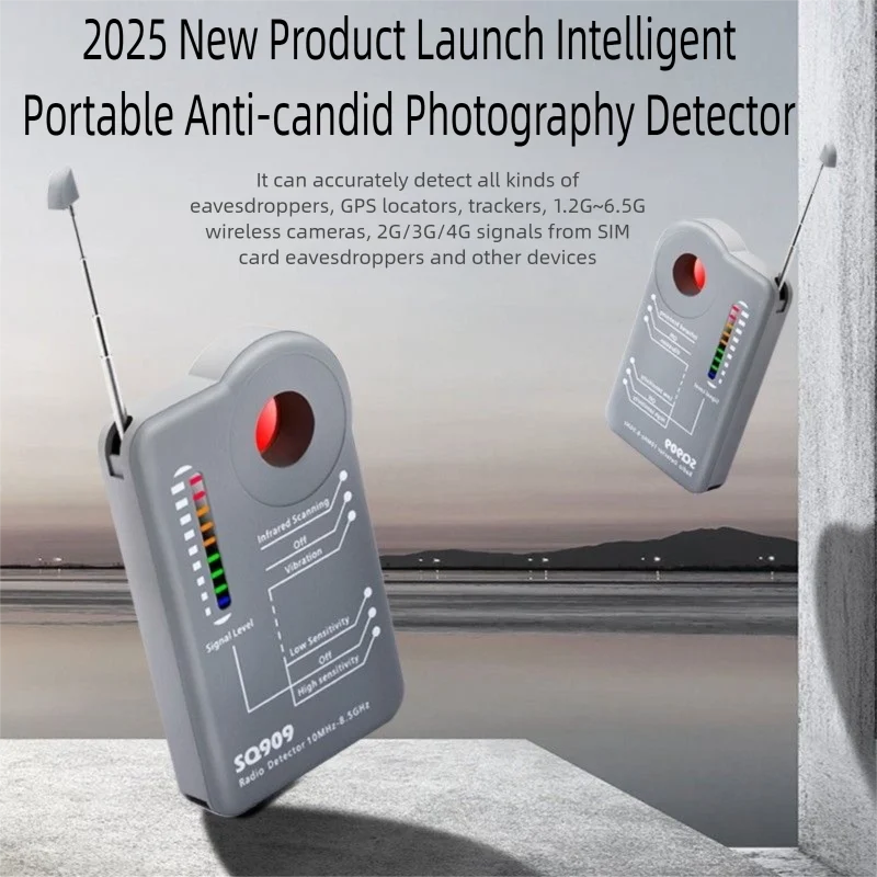 SQ909 RF Spy Detector 10Mhz-8.5Ghz Find Hidden Cameras/GPS Bugs Anti-Candid Anti-Eavesdropping Portable for Hotel/Office Privacy