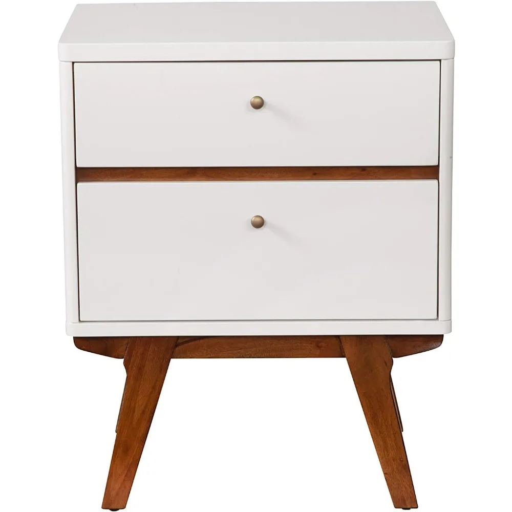 White Nightstand with Acorn Accents, 21 Wide x 16 Deep x 26 Tall, Dakota Style Bedside Table