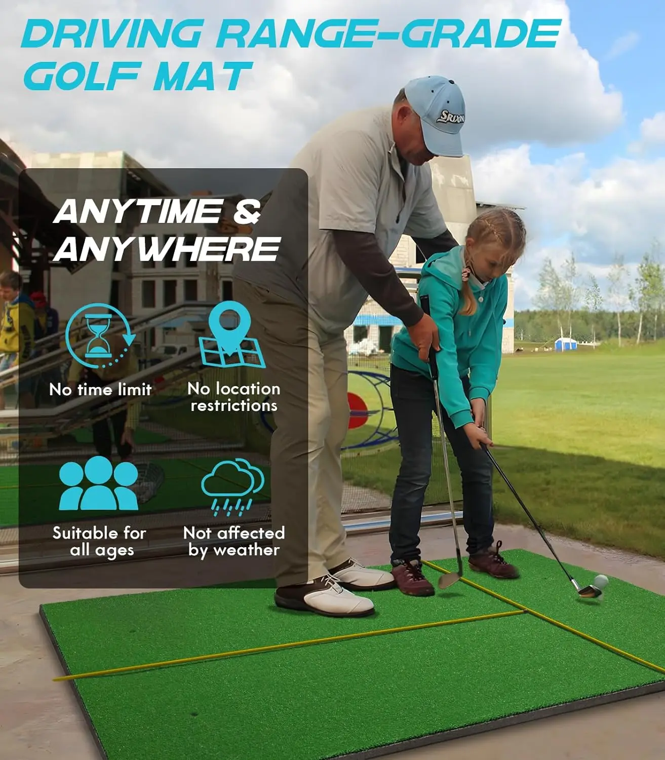 Golf Training Aids for Home Backyard Driving Chipping Indoor Outdoor  Swing Practice Mat