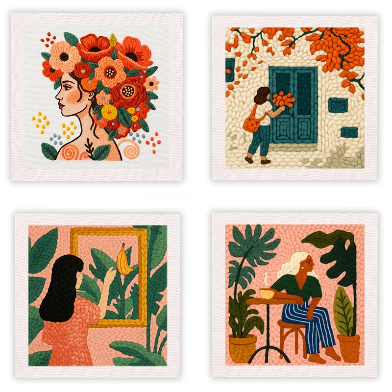 

Набор для вышивания в технике панч-нидл для девочек с рамкой, наборы для вышивания панч-нидл для взрослых и начинающих, пряжа и наборы для шитья и вышивания.