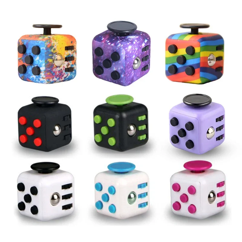 Colorful toys Decompress dice handle  cube decompression starry sky fingertip infinite Anti stress Game pad Toy for kids puzzle