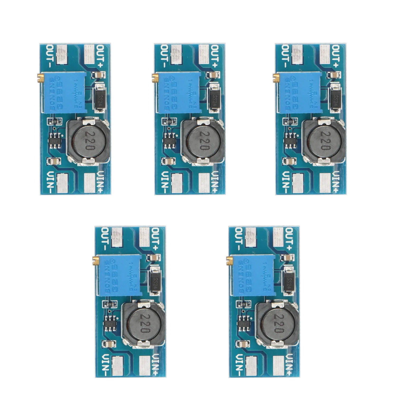 5Pcs 2A 2 V - 24 V Booster Board for S9 L3+ Repair Power Boost Module 36X17X14mm for Antminer L3 T9+ S9 L3+