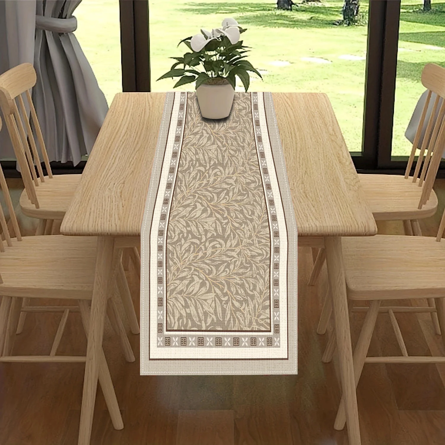 1 Piece Elegant Modern European Floral Print Table Runner, Rectangular Shape, Suitable for Farmhouse, Indoor, Kitchen, Anniversary, Table Decoration, Household Items