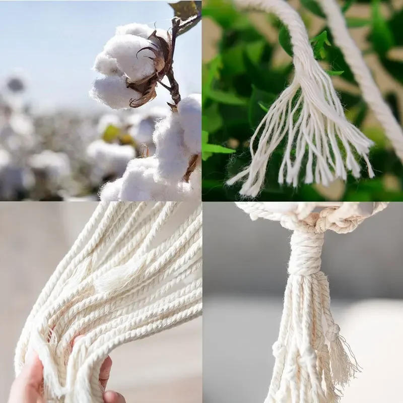 2-100M Natural Cotton Cord Macrame Thread Rope Beige Handmade Cotton Twisted Rope DIY Craft Knitting Making Home Decorative