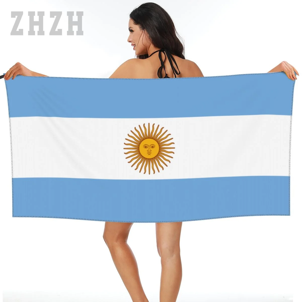 More Design Argentina Flag Emblem Bath Towel Quick dry Microfiber Absorbing Soft Water Breathable Beach Swimming Bathroom