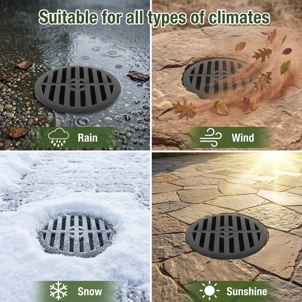 Round Drain Cover for Floor Drain Outlet ABS Plastic Sewer Strainer with Cylindrical Base 10cm Diameter Green Black