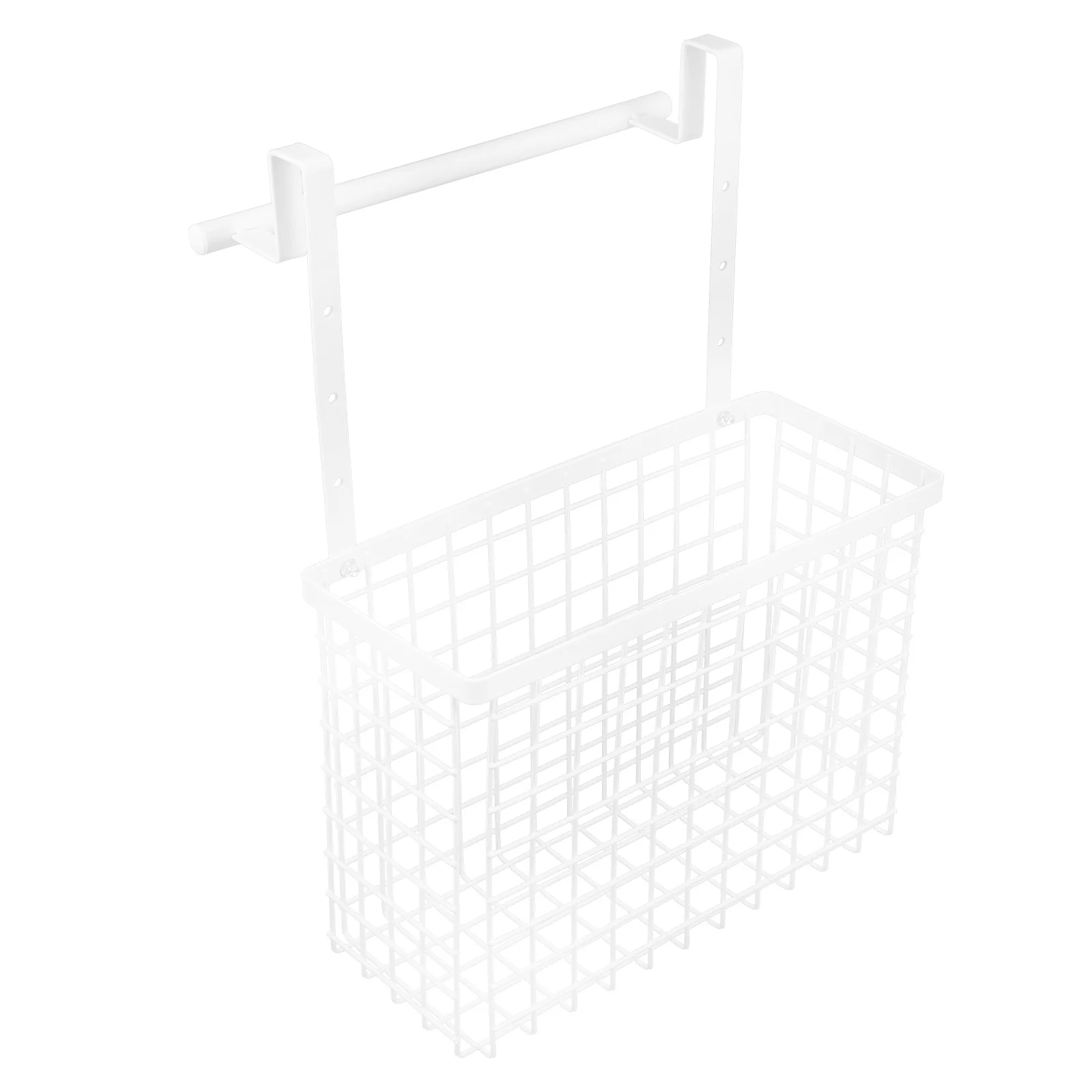 

Cabinet Door Storage Basket with Hooks for Kitchen Bathroom Wall Mounting Grid Wire Shelf Organizer Under Sink