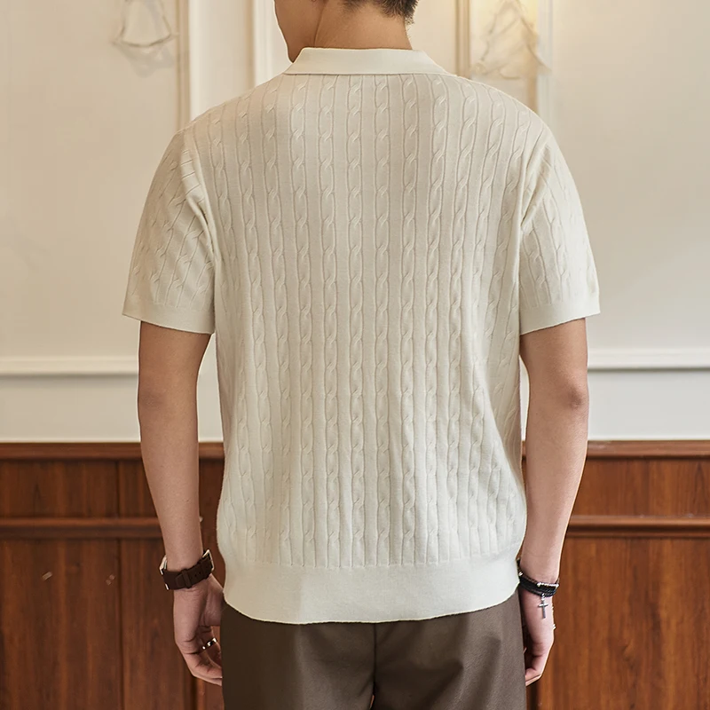 High end luxury brand knitted T-shirt men's lapel top summer trend designer pony embroidery golf casual short sleeve polo shirt