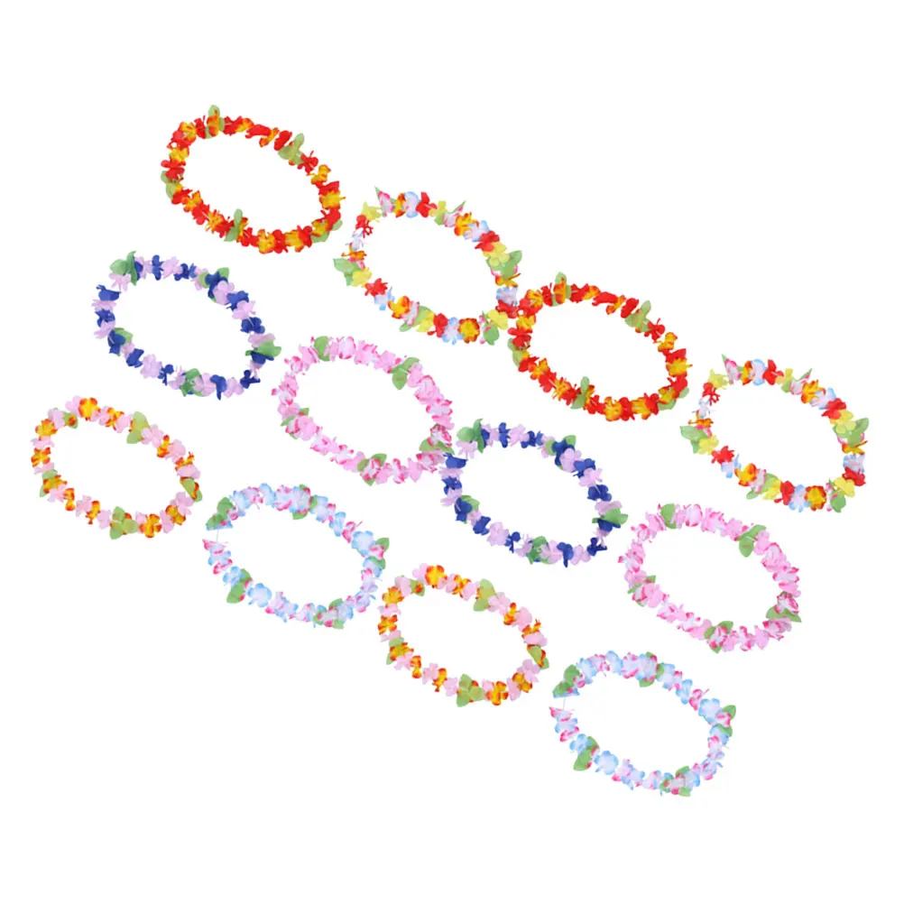 

12 Pcs Luau Garland Ornament Set Flower Necklace Artificial Child Tropical Flowers