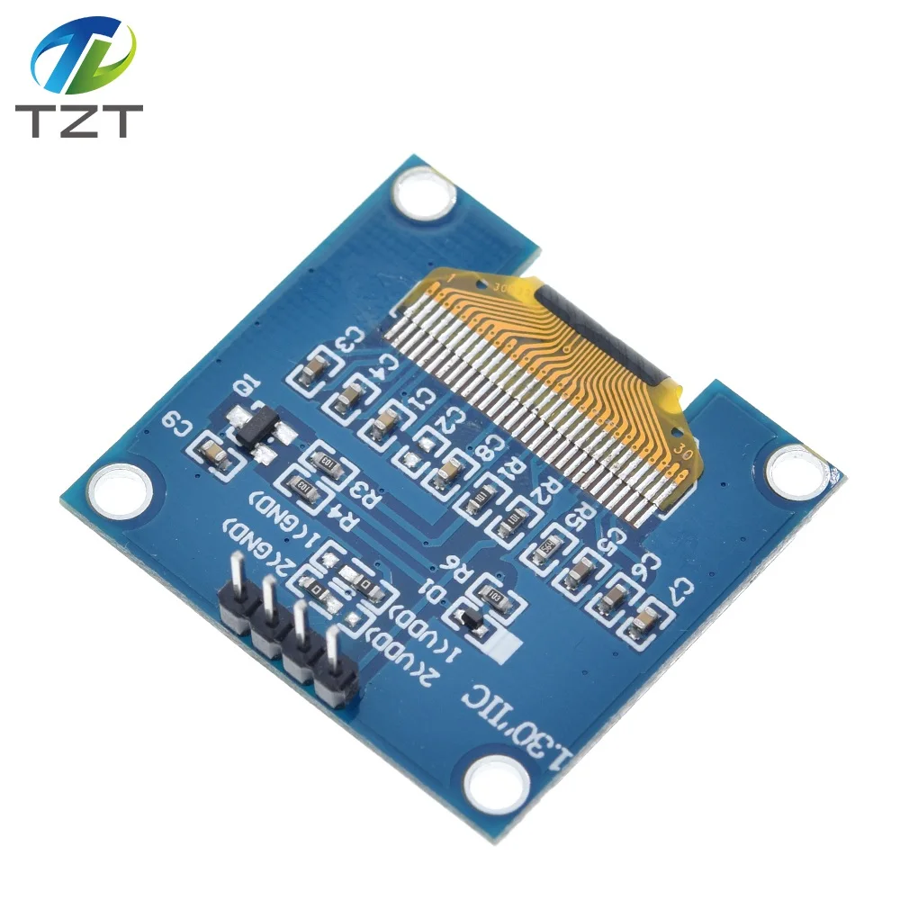 DIYTZT 4PIN 1.3 "módulo OLED branco/azul cor 128X64 1.3 polegadas OLED LCD Módulo de exibição LED 1.3" IIC I2C Comunicar