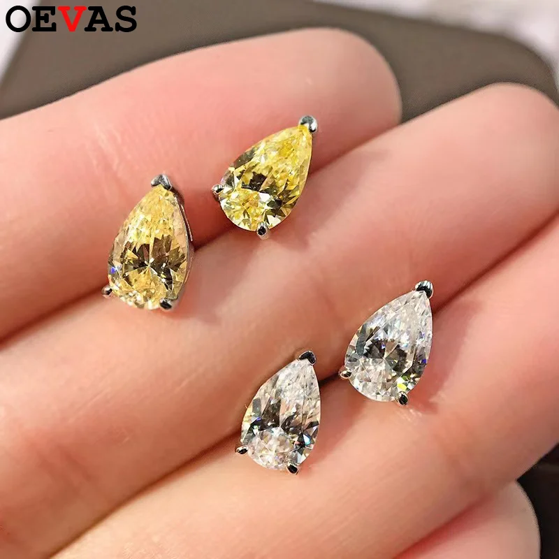OEVAS 5x8mm Pear Cut High Carbon Diamond Gemstone Earrings for Women 100% 925 Sterling Silver Fine Jewelry Wholesale