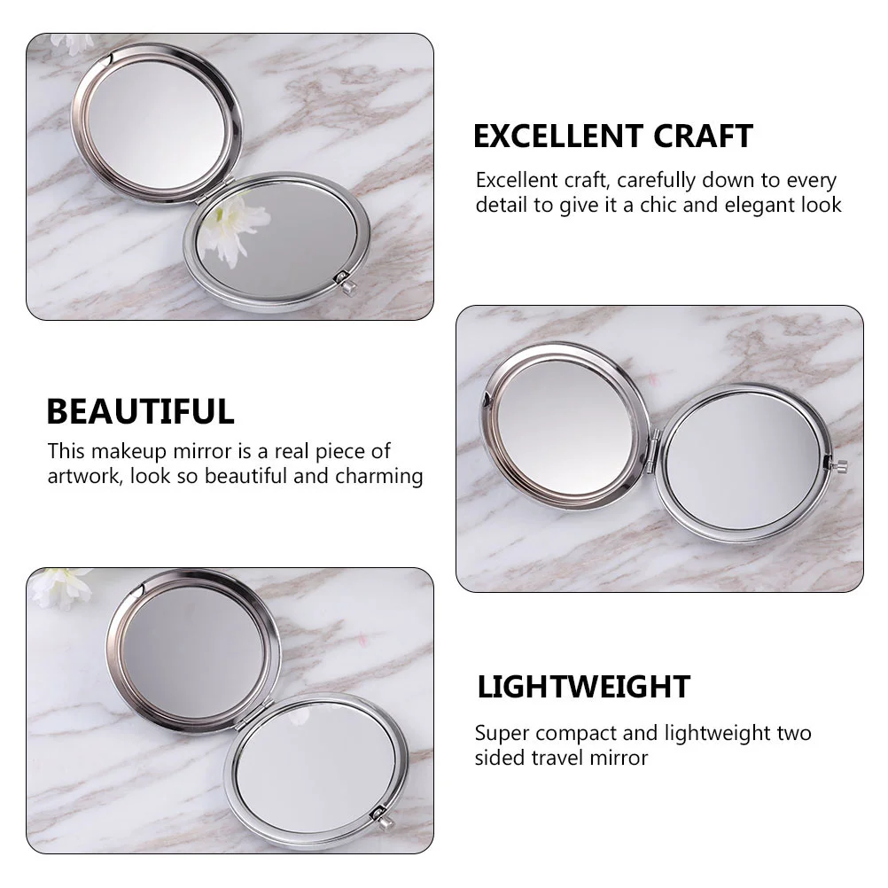 5 Pcs Folding Vanity Mirror Creative Double-sided Practical Makeup Mirrors Travel Outdoor Crystal Metal Compact Dual-sided