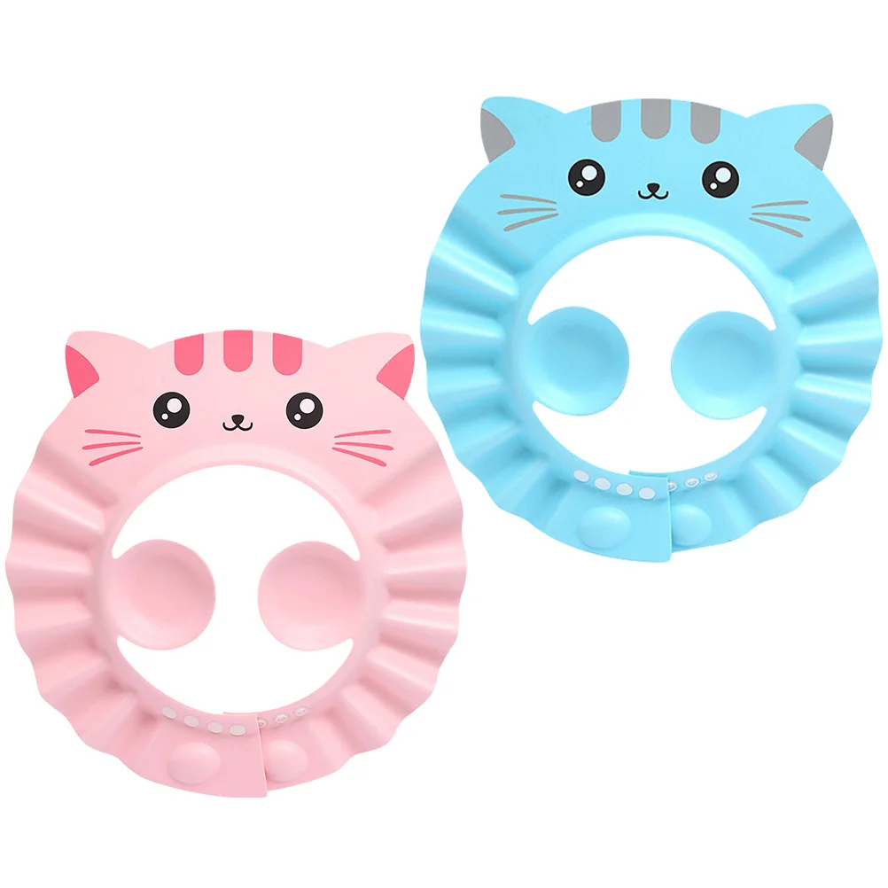 

2Pcs Baby Bath Hat Adorable Pattern Effective Drainage Comfortable Wash Experience Infant Shower Cap Baby Shampoo Hat