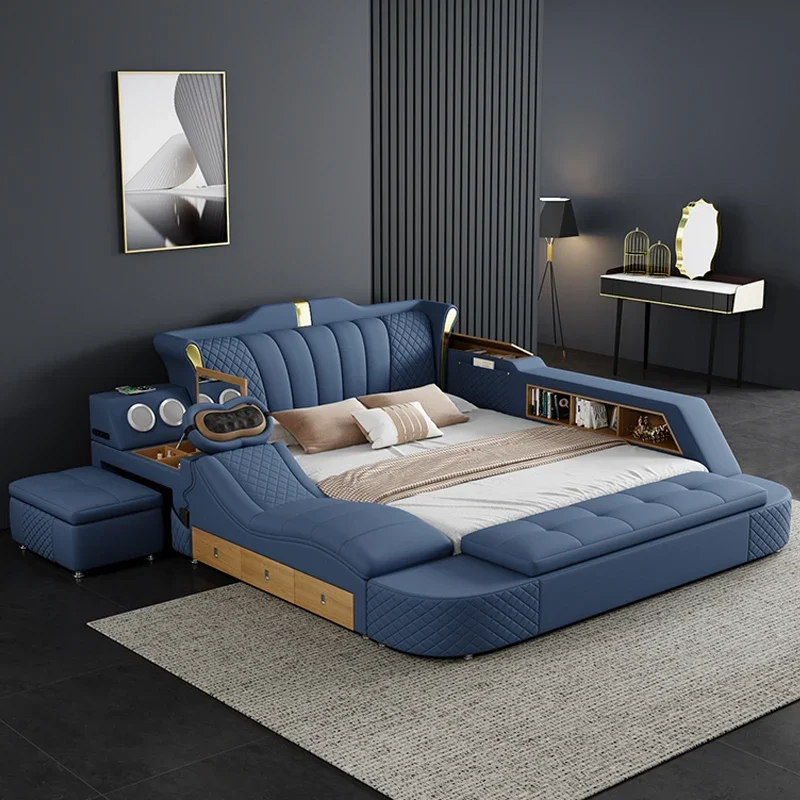 

Modern Fabric Double Bed Frame Headboard Queen Design Massage Double Bed
