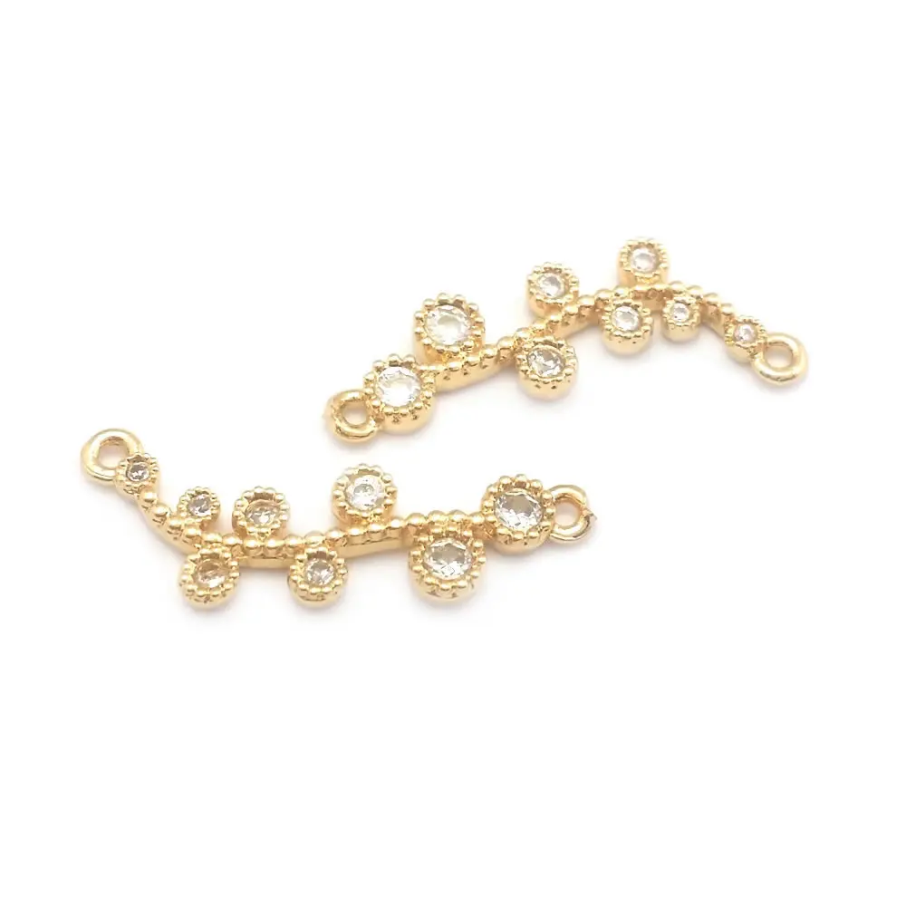 18K Gold Color Brass and Zircon 2 Holes Connect Charms Pendants High Quality Diy Jewelry Making Supplies Necklace Accessories