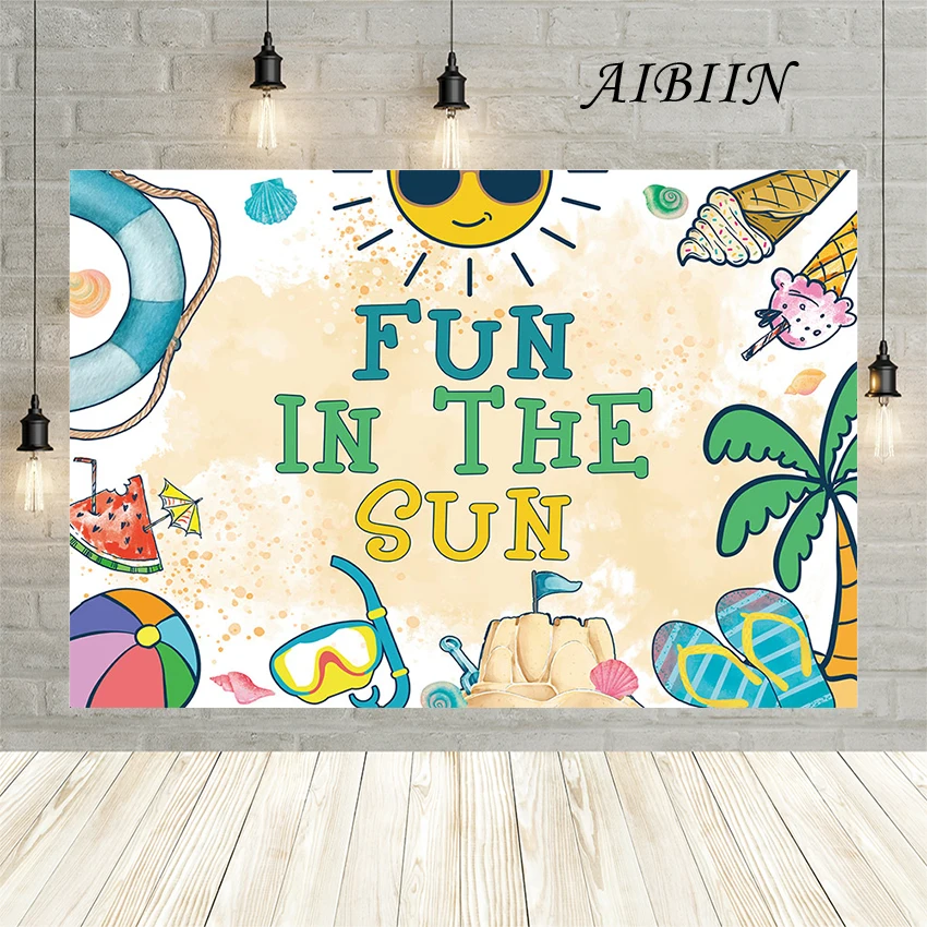 

AIBIIN Summer Backdrop for Photography Seaside Party Ocean Surfboard Holiday Party Birthday Photography Background decoration