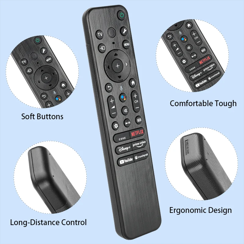 جهاز تحكم عن بعد صوتي RMF-TX810U لوحدة تحكم بديلة للتلفزيون Sony 4K Ultra HD مع أزرار NETFLIX PrimeVideo YouTube