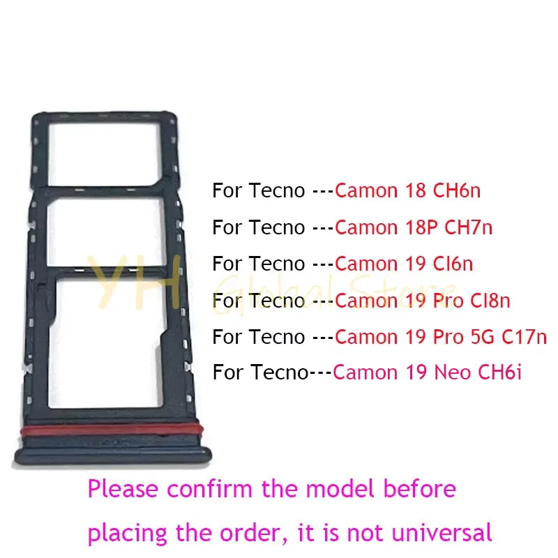 Voor Tecno Camon 18 18 P 19 Pro Neo CH6 CH7 CI6n CI7n CI8n CH6i Sim-kaartsleuf Lade Houder Sim-kaart Reparatie Onderdelen