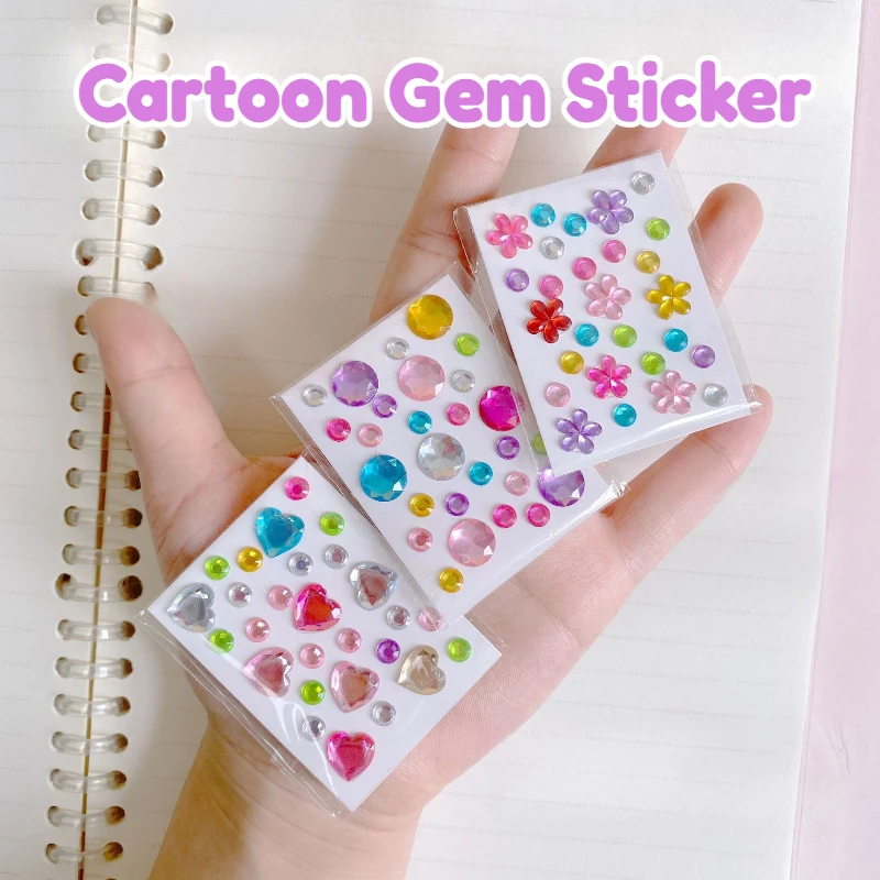 

6 шт., милый мультяшный 3D драгоценный камень, кристалл, наклейка для вечеринки, танцевальное лицо, бриллиант, липкий для девочек, канцелярские принадлежности, чехол для телефона, сделай сам, рельефное украшение