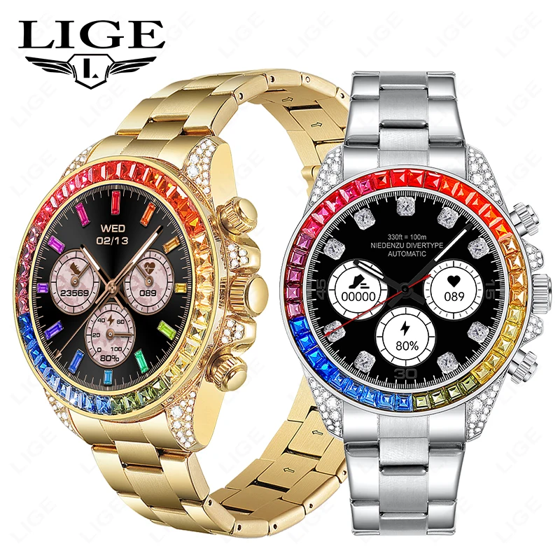 LIGE Luxury Men Women Smart Watch NFC Compass Blood Oxygen 1.43