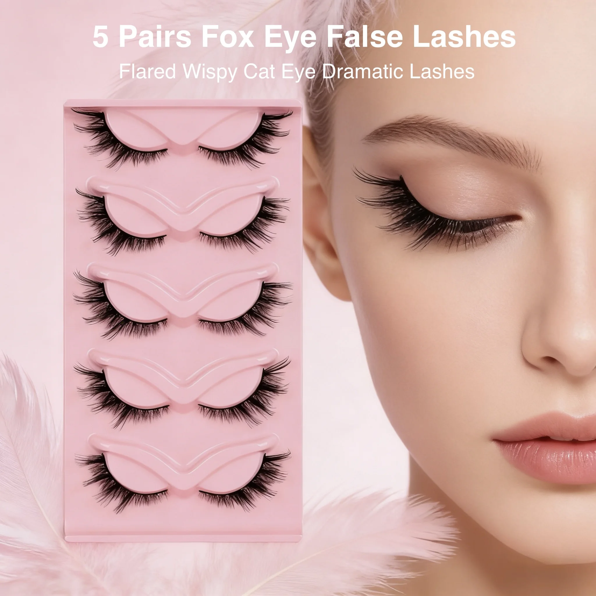 

Накладные ресницы DIY Fox Eye Wispy, D-изгиб, эффект кошачьего глаза, натуральные, объемные, многоразовые, для макияжа