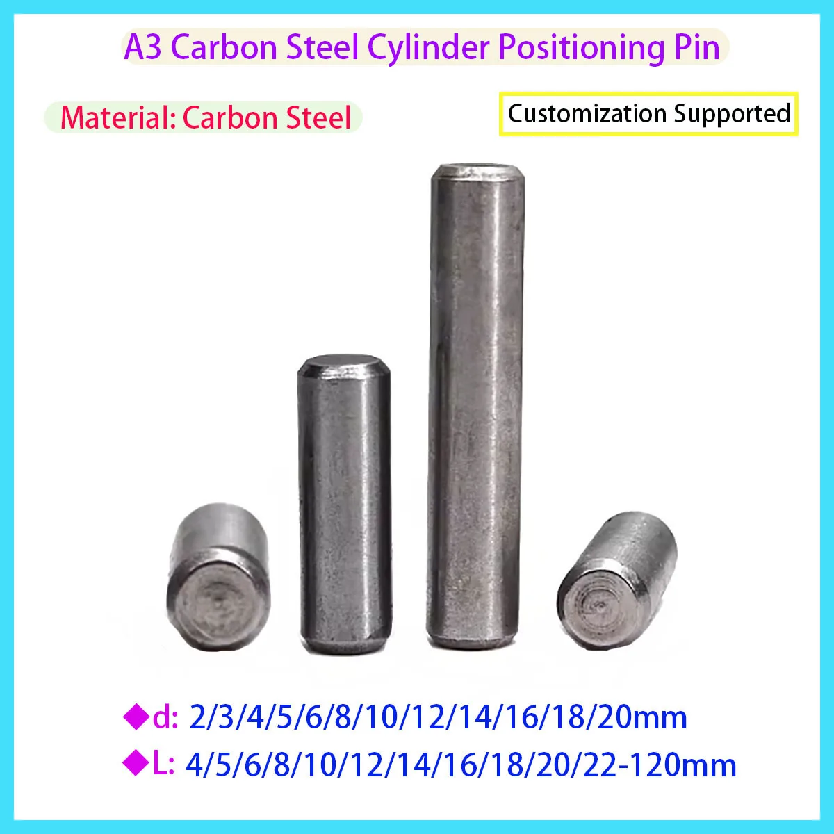 

A3 Carbon Steel Cylindrical Pins Location Fixing Dowel Pins for Mechanical Positioning M3-M20