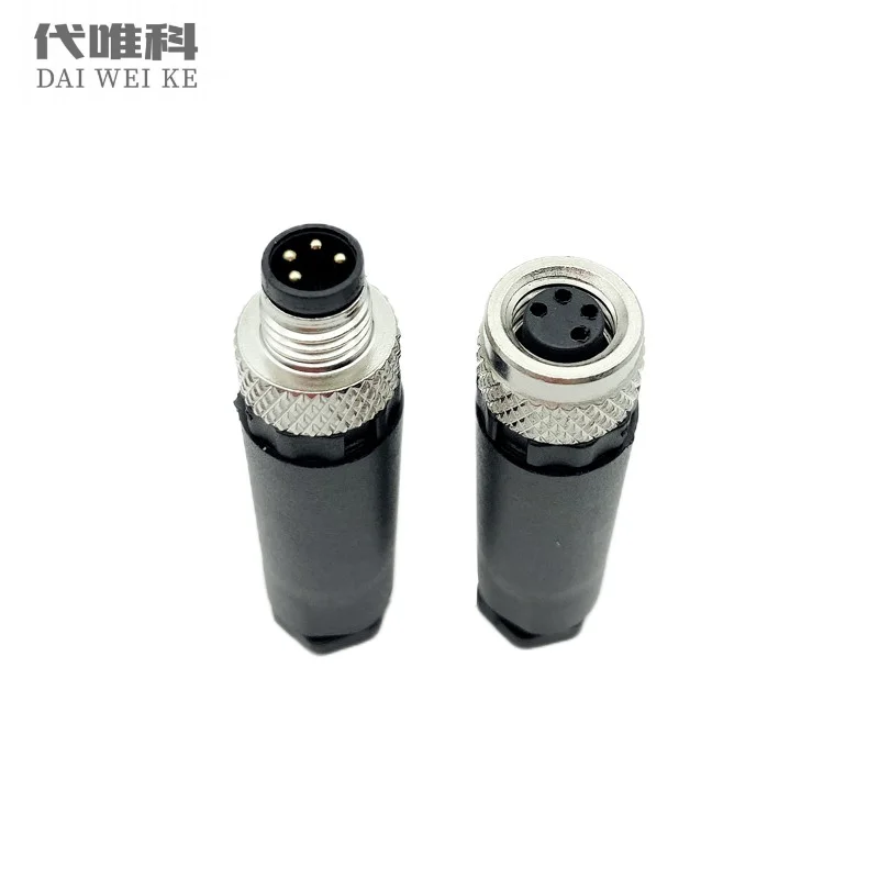 M8 Sensor Connector Screw Threaded Plug Coupling Male Female Straight Angle 3 4 Pin Aviation Industry Machines Eletrical Adapter