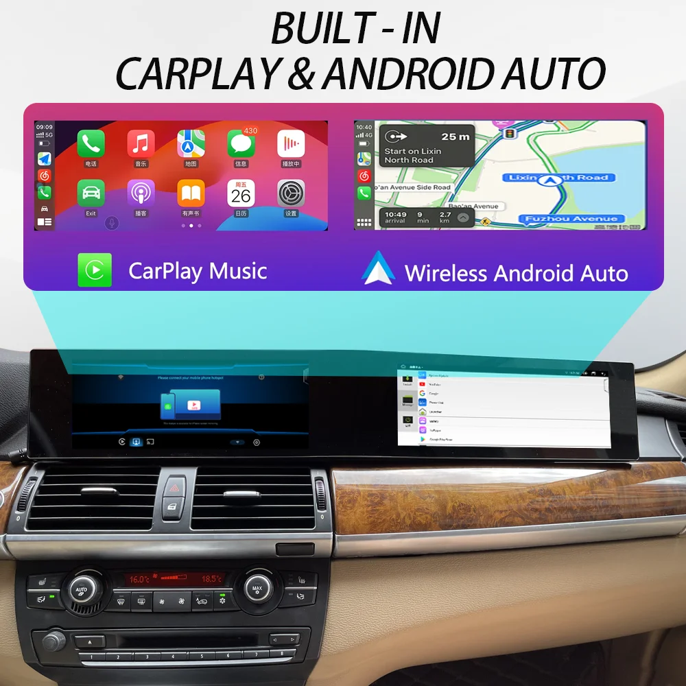 21 Inch Dual Screen Carplay Android 14 For BMW X5 Series E70 X6 E71 Car Multimedia Player GPS Navigation Car Radio Media Unit