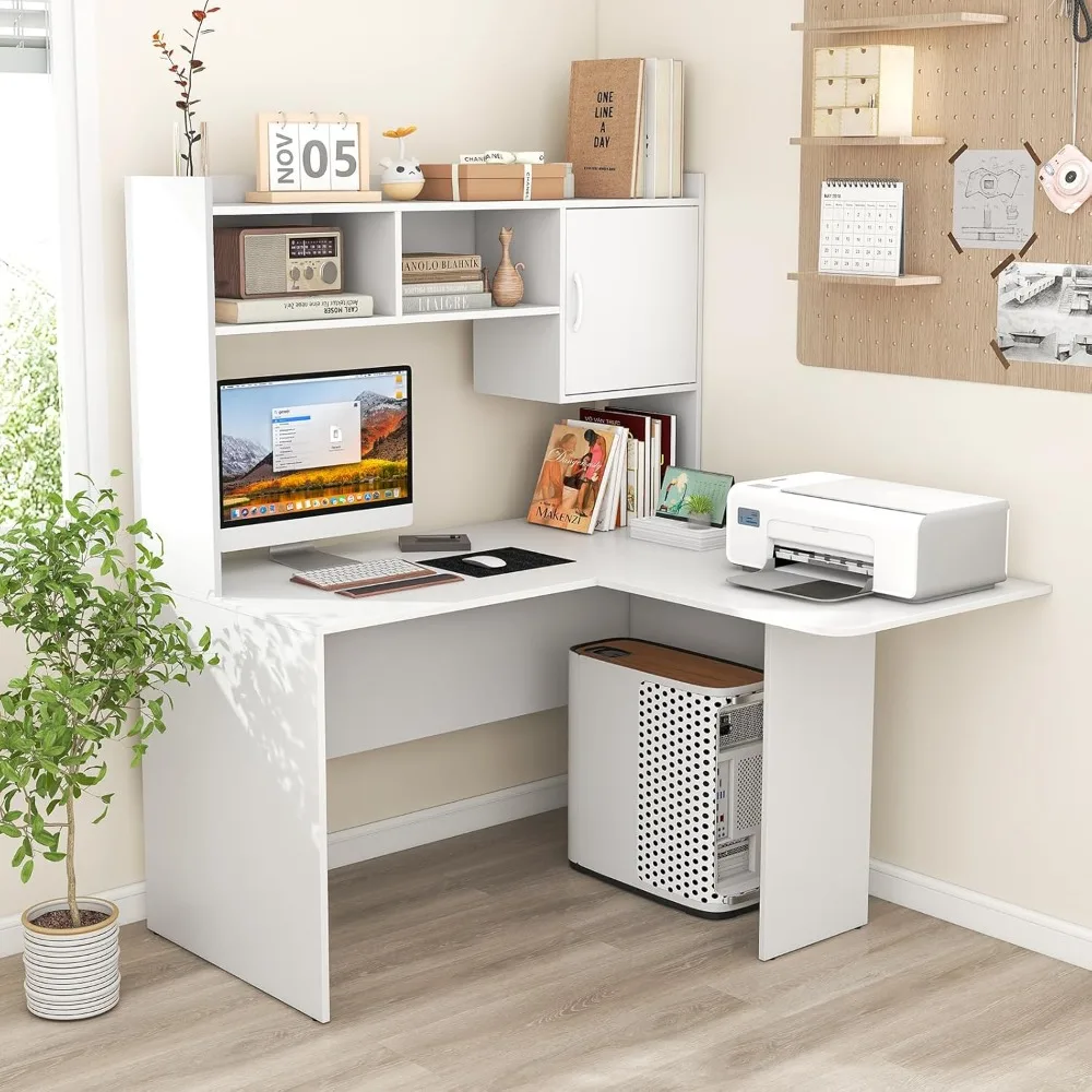 White L-Shaped Desk… - image
