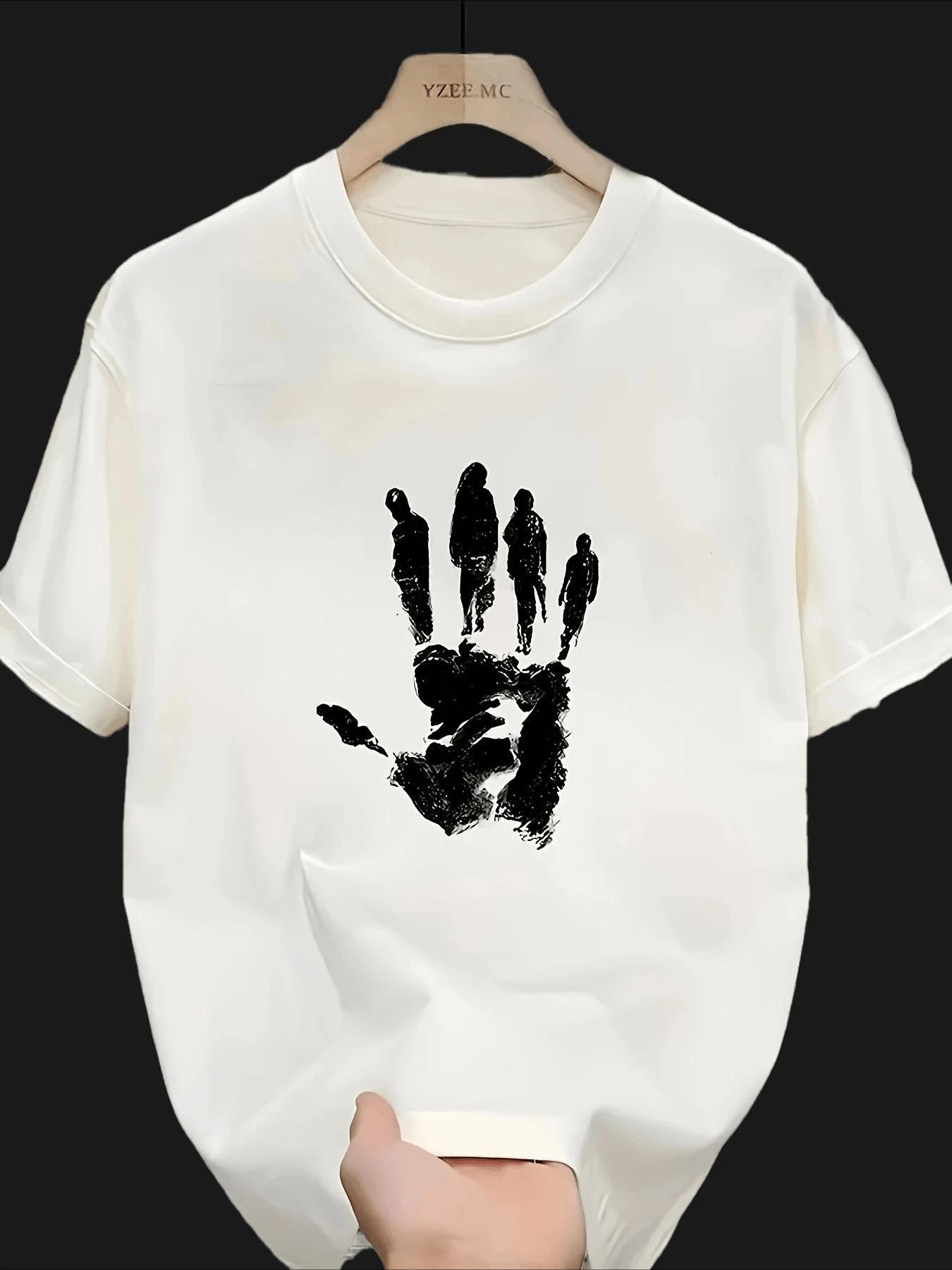 

Hand Graphic Printing Summer Autumn Winter Luxury Brand Pure Cotton Men's and Women's T-shirt Short Sleeve Outdoor Sports Brand