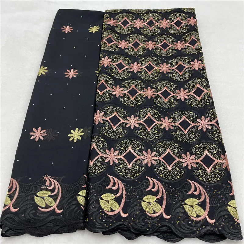 

7 yard With Scarf Swiss lace fabric Dry lace embroidery African 100% cotton fabrics Swiss voile lace Dubai style 12L29301