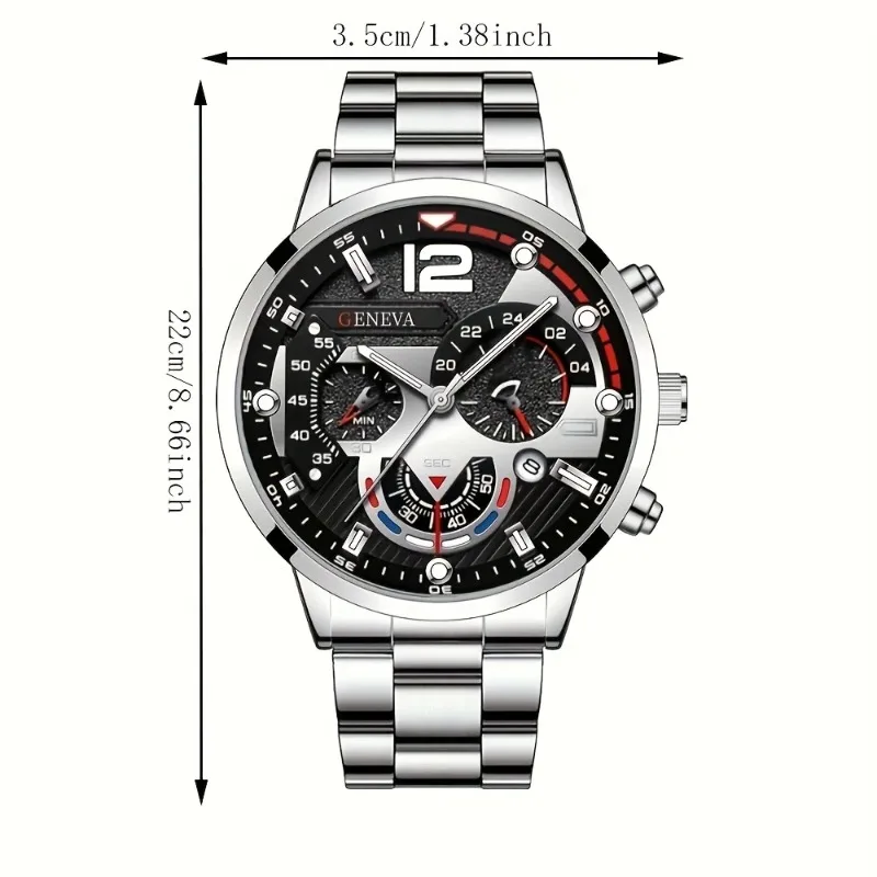 2024 Fashion Men's Stainless Steel Watch Calendar Classic Calendar Wrist Watch Ideal Choice for Часы Мужские Наручные Mens Watch