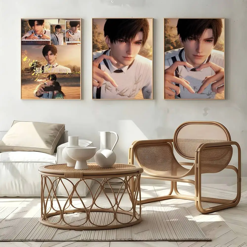 Framed Dusk Love And Deepspace Etched In The Evening Glow Poster Self-adhesive Art Waterproof Paper Sticker House Bar Wall Decor
