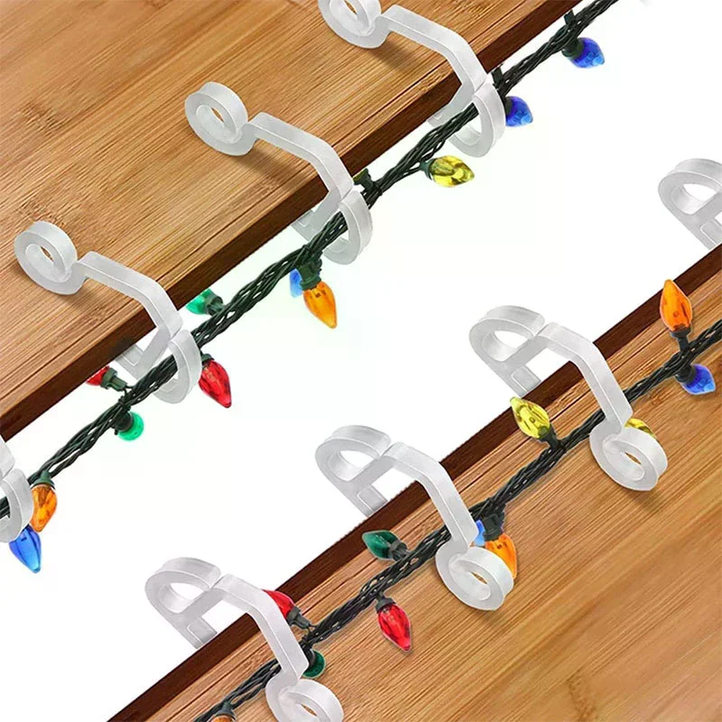 Outdoor Gutter Hooks Christmas Light Clip Hanging String Lights Clamp Cable Wire Rope Holder Weatherproof Holiday Decor Hook