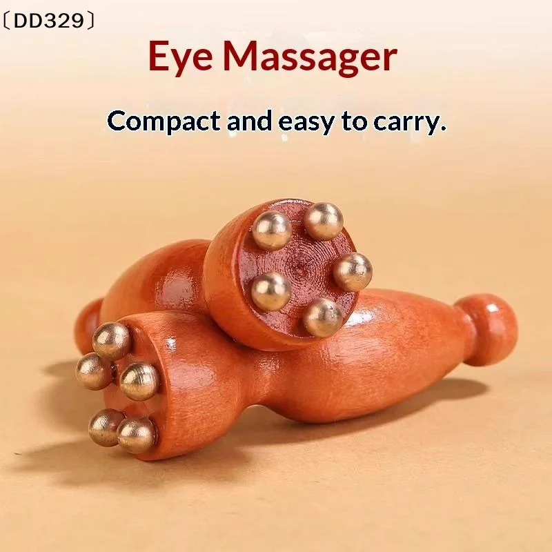 Beauty Professional Brass Rosewood Facial Handheld Gua Sha Tool Eye Relaxation Acupoint Massage〔DD329〕