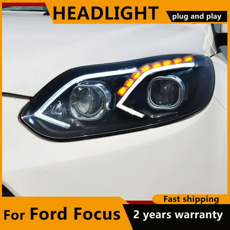 Front Lights for Ford Focus MK3 2012 2013 2014 LED Headlight LED Bulbs Drl Projector Lens Dynamic Turn Signal LED Head Lamp