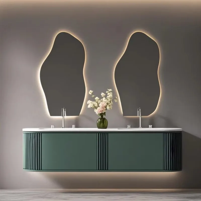 Luxury modern multi-function, storage bathroom vanity, wall-mounted and apartment use, freestanding ceramic basin