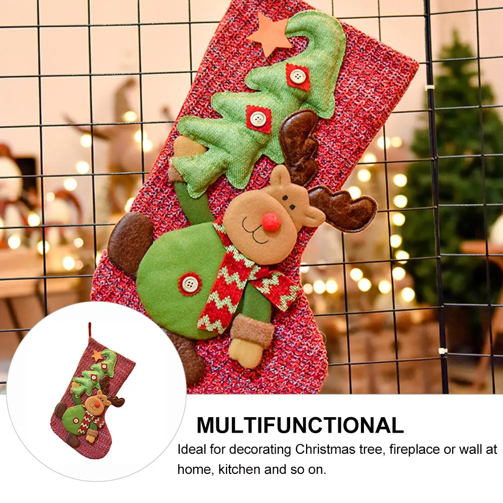 

Christmas Sock Stockings Gift Bag RedNon woven Premium Quality Warm Design Practical Festive Tree Fireplace Kitchen Joyful Theme