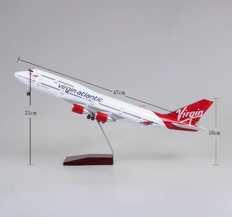 مقياس 1:150 دييكاست نموذج الخطوط الجوية الأطلسية العذراء بوينغ B747/B787 طائرة من الراتنج مع عرض مجموعة ألعاب الضوء والعجلات