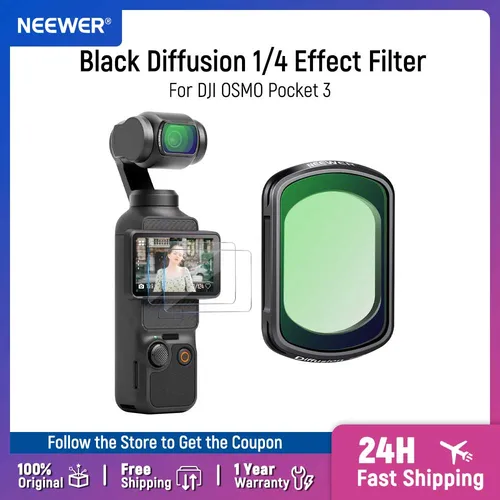 Imagen 1 del producto NEEWER Difusión Magnética Negra 1/2, 1/4, 1/8, Juego de Filtro de Lente de Efecto Compatible con DJI Osmo Pocket 3 Camera Creator