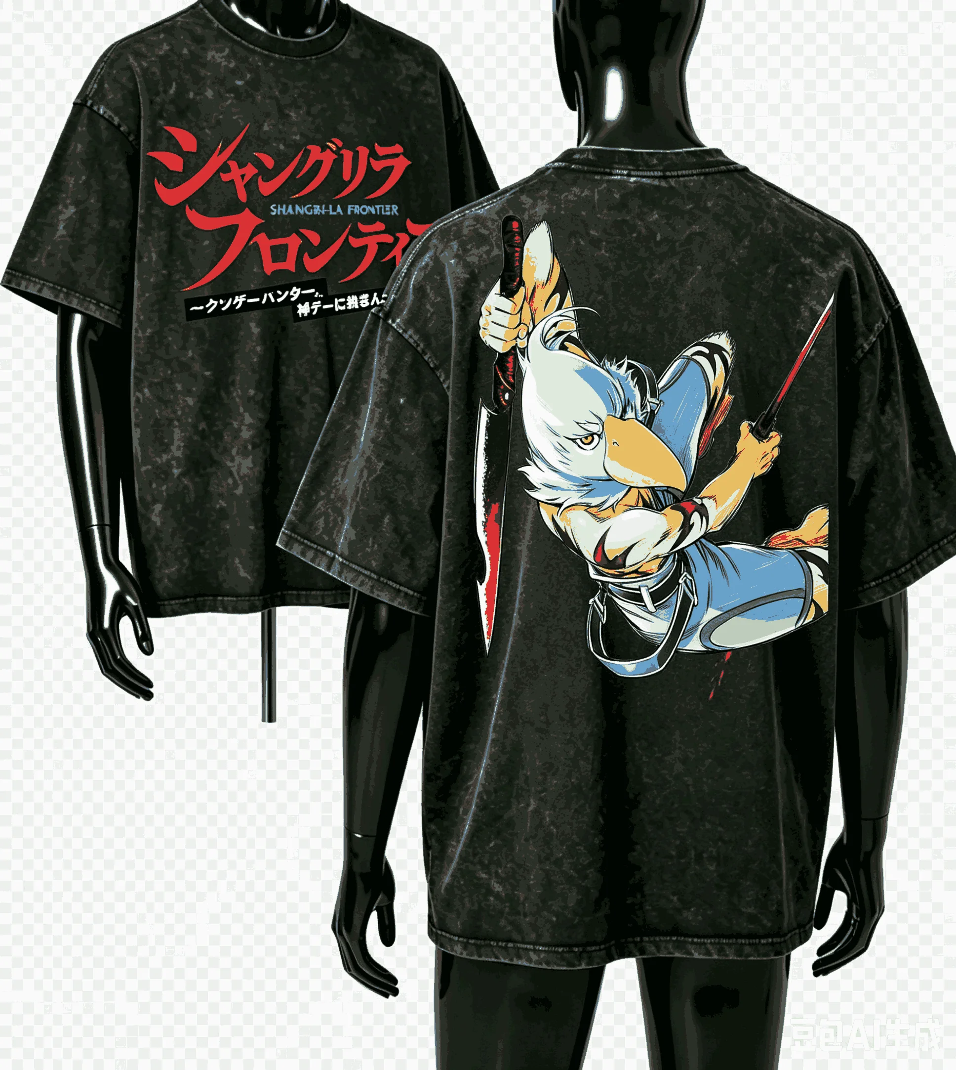 Shangri-La Frontier Washed T-shirt Anime Lover Harajuku New Model Oversized Vintage Loose Streetwear Classic Unisex high quality